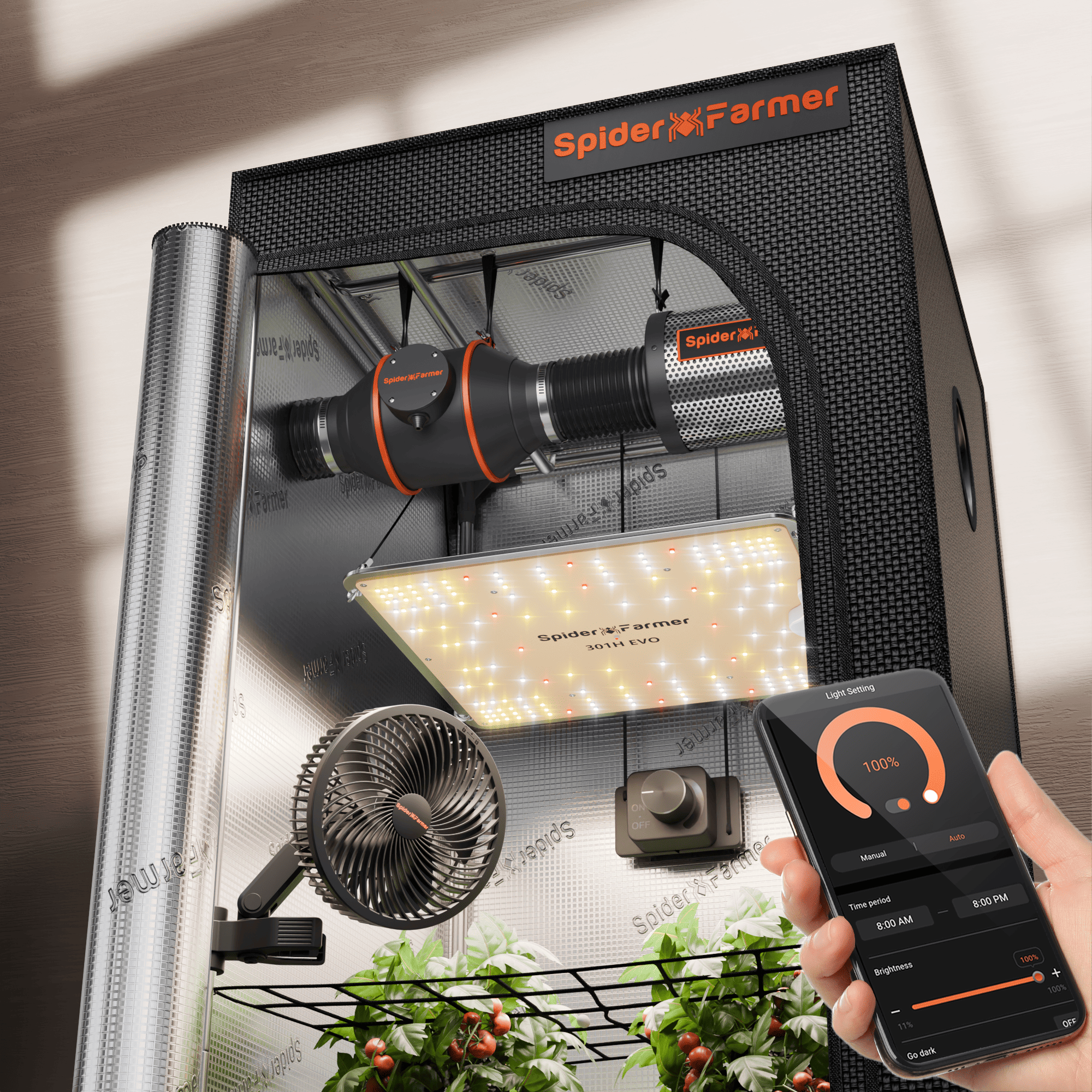 70x70cm complete grow tent kits SF1000 EVO light With Smart APP