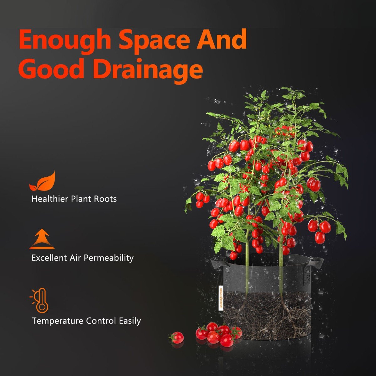 Spider-Farmer-11-gallon-grow-bag-Enough Space