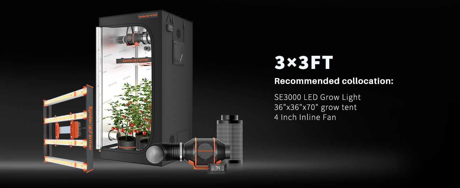 Spider Farmer 90x90x180cm Indoor Grow Tent 1680D High reflective Grow Box